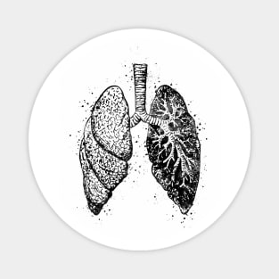 Lungs Anatomy Black and White Magnet